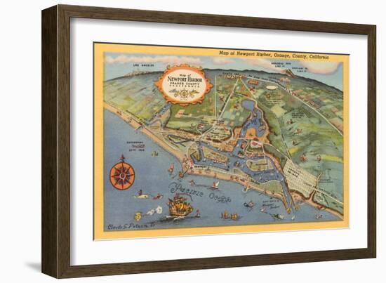 Map of Newport Harbor-null-Framed Art Print