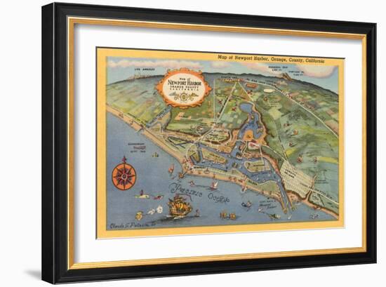 Map of Newport Harbor-null-Framed Art Print