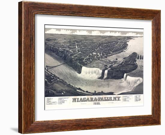 Map Of Niagara Falls With Legend 1882-Vintage Lavoie-Framed Giclee Print