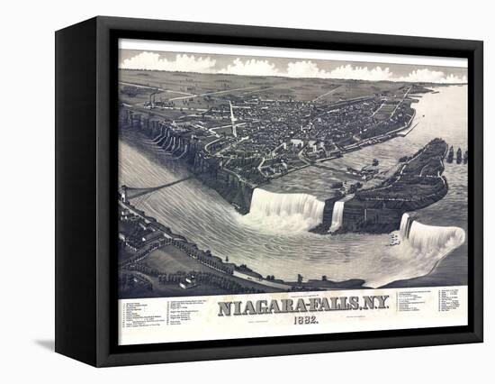 Map Of Niagara Falls With Legend 1882-Vintage Lavoie-Framed Premier Image Canvas