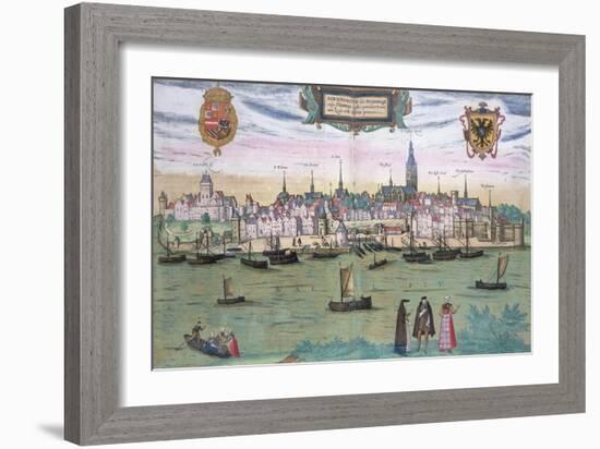 Map of Nijmegen, from "Civitates Orbis Terrarum" by Georg Braun and Frans Hogenburg, circa 1572-Joris Hoefnagel-Framed Giclee Print