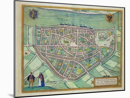 Map of Nijmegen, from 'Civitates Orbis Terrarum' by Georg Braun-Joris Hoefnagel-Mounted Giclee Print