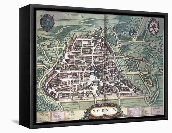 Map of Norcia, from Theatrum Civitatum Et Admirandorum Italiae-Joan Blaeu-Framed Premier Image Canvas