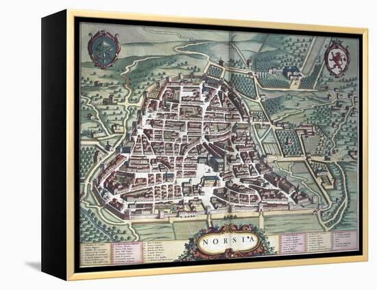 Map of Norcia, from Theatrum Civitatum Et Admirandorum Italiae-Joan Blaeu-Framed Premier Image Canvas