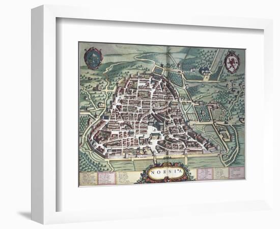 Map of Norcia, from Theatrum Civitatum Et Admirandorum Italiae-Joan Blaeu-Framed Giclee Print