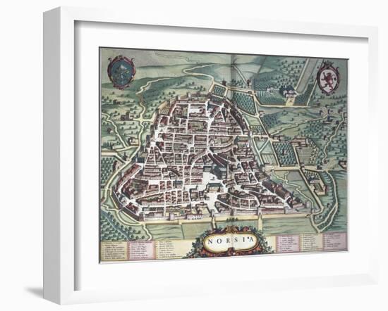 Map of Norcia, from Theatrum Civitatum Et Admirandorum Italiae-Joan Blaeu-Framed Giclee Print