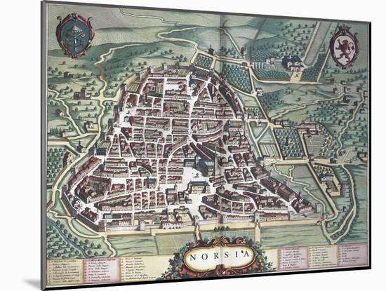 Map of Norcia, from Theatrum Civitatum Et Admirandorum Italiae-Joan Blaeu-Mounted Giclee Print