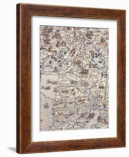 Map of Nordic Countries and Lapland, from Carta Marina, Sea Map, 1539-Olivier Delourme-Framed Giclee Print