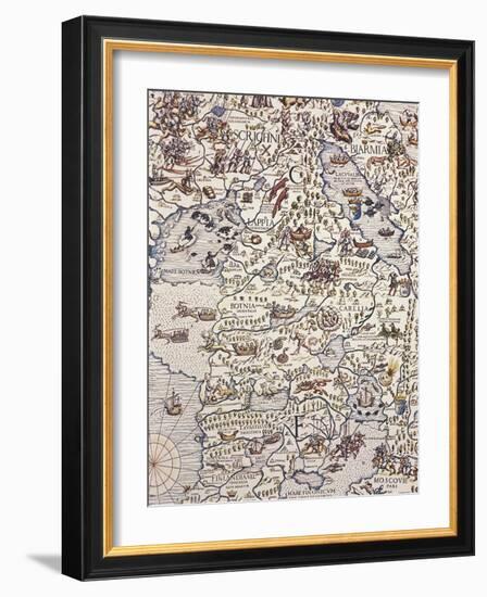 Map of Nordic Countries and Lapland, from Carta Marina, Sea Map, 1539-Olivier Delourme-Framed Giclee Print