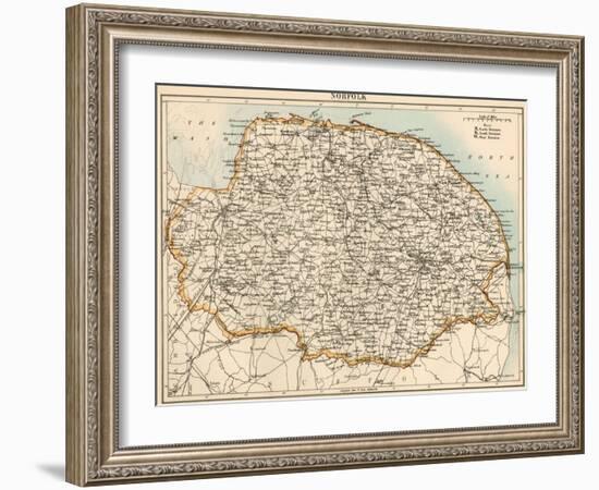 Map of Norfolk, England, 1870s-null-Framed Premium Giclee Print