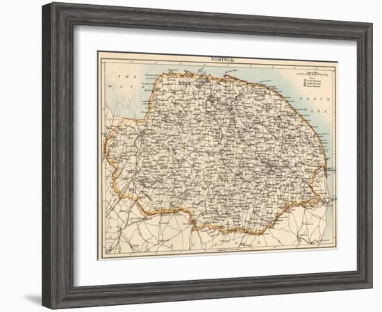 Map of Norfolk, England, 1870s-null-Framed Premium Giclee Print