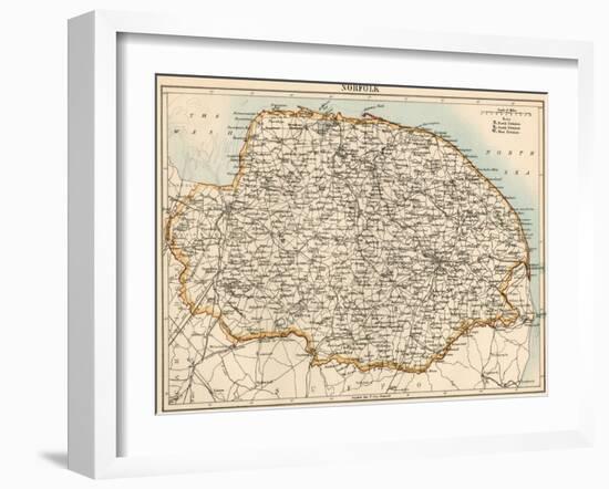 Map of Norfolk, England, 1870s-null-Framed Premium Giclee Print