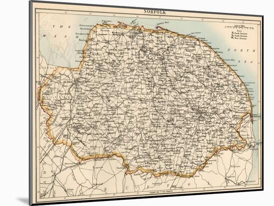 Map of Norfolk, England, 1870s-null-Mounted Giclee Print