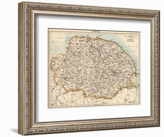 Map of Norfolk, England, 1870s-null-Framed Giclee Print