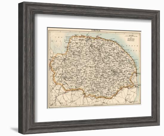 Map of Norfolk, England, 1870s--Framed Giclee Print