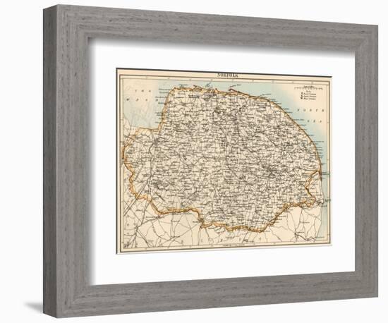 Map of Norfolk, England, 1870s-null-Framed Giclee Print