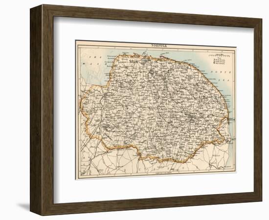 Map of Norfolk, England, 1870s-null-Framed Giclee Print