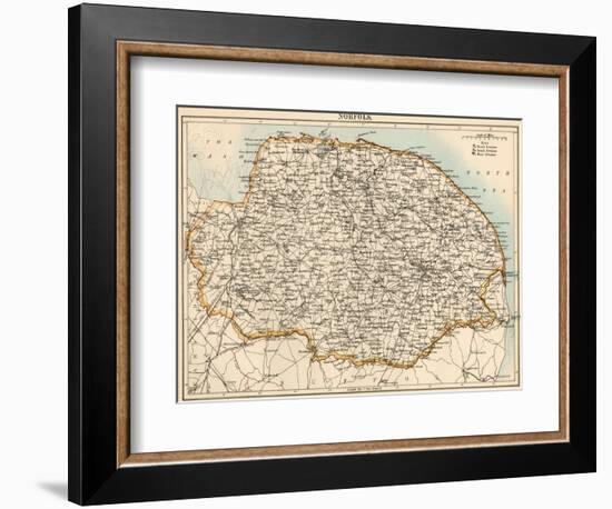 Map of Norfolk, England, 1870s-null-Framed Giclee Print