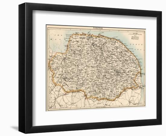 Map of Norfolk, England, 1870s-null-Framed Giclee Print