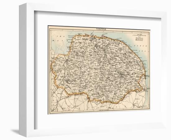 Map of Norfolk, England, 1870s-null-Framed Giclee Print