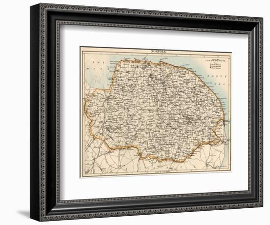 Map of Norfolk, England, 1870s--Framed Giclee Print