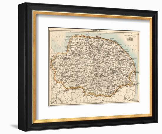 Map of Norfolk, England, 1870s--Framed Giclee Print