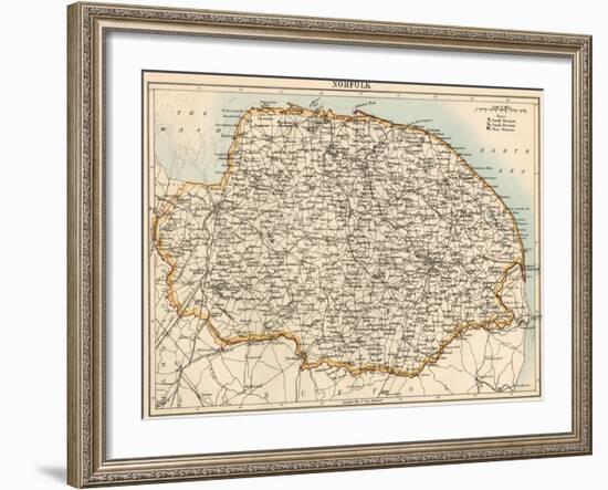 Map of Norfolk, England, 1870s-null-Framed Giclee Print