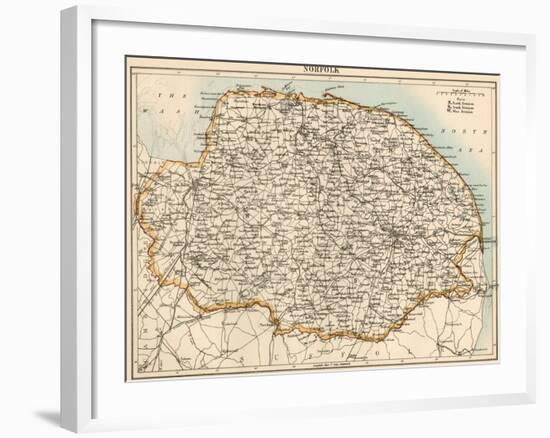 Map of Norfolk, England, 1870s-null-Framed Giclee Print