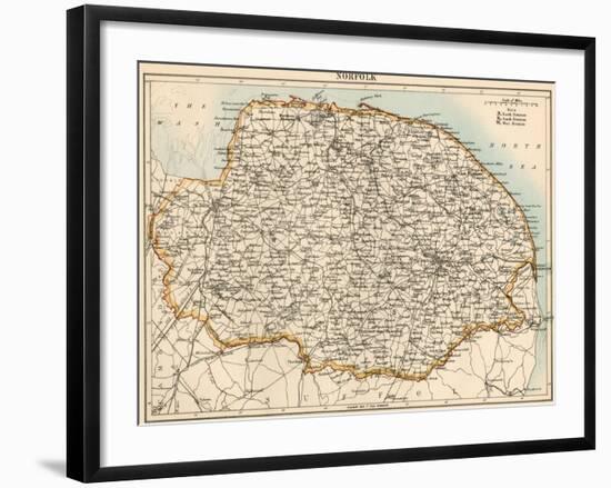Map of Norfolk, England, 1870s-null-Framed Giclee Print