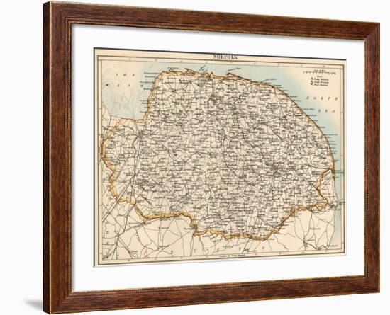 Map of Norfolk, England, 1870s-null-Framed Giclee Print