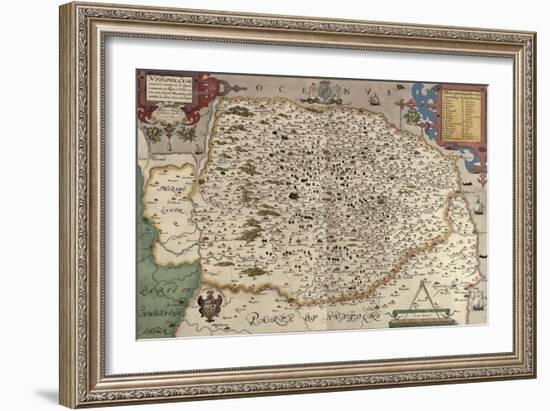 Map of Norfolk in 1574-Christopher Saxton-Framed Giclee Print