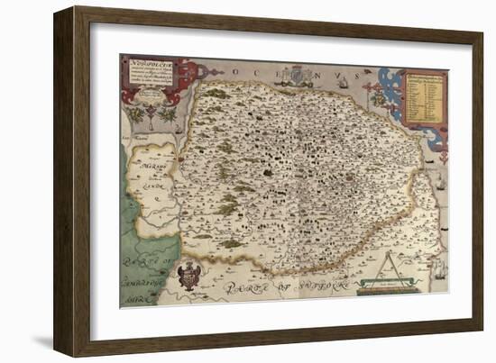 Map of Norfolk in 1574-Christopher Saxton-Framed Giclee Print