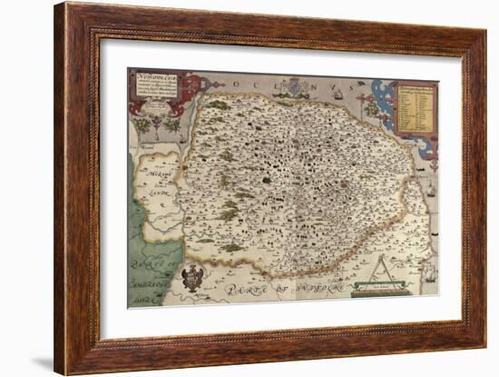 Map of Norfolk in 1574-Christopher Saxton-Framed Giclee Print