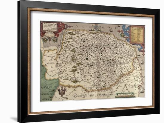 Map of Norfolk in 1574-Christopher Saxton-Framed Giclee Print