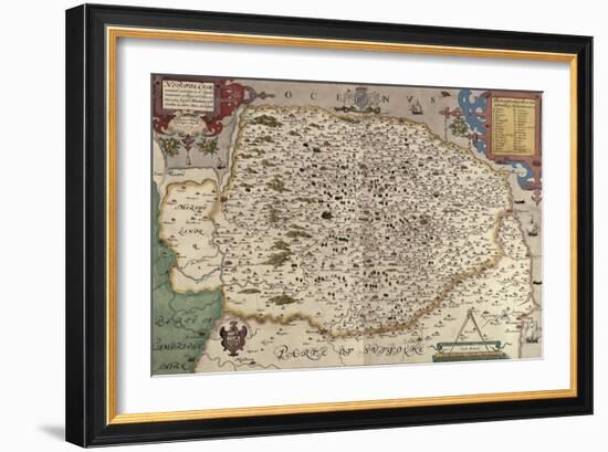 Map of Norfolk in 1574-Christopher Saxton-Framed Giclee Print