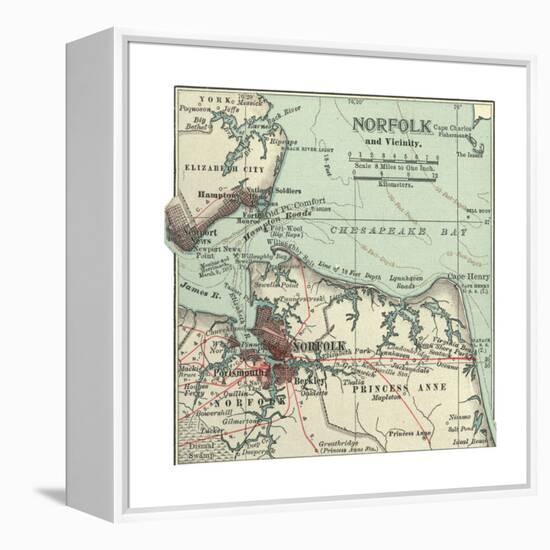 Map of Norfolk-Encyclopaedia Britannica-Framed Premier Image Canvas