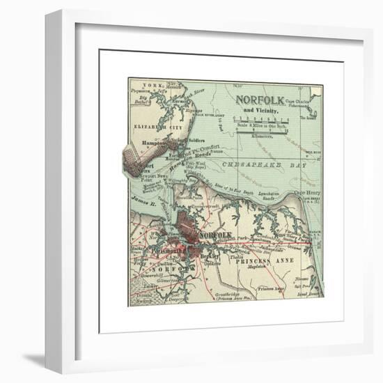 Map of Norfolk-Encyclopaedia Britannica-Framed Giclee Print