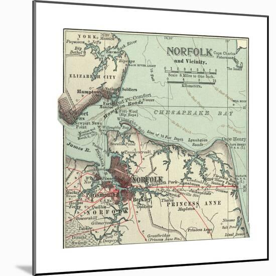 Map of Norfolk-Encyclopaedia Britannica-Mounted Giclee Print