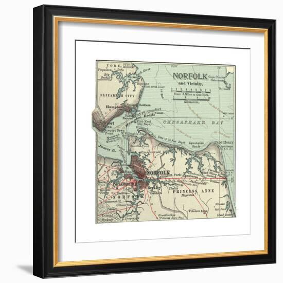 Map of Norfolk-Encyclopaedia Britannica-Framed Giclee Print