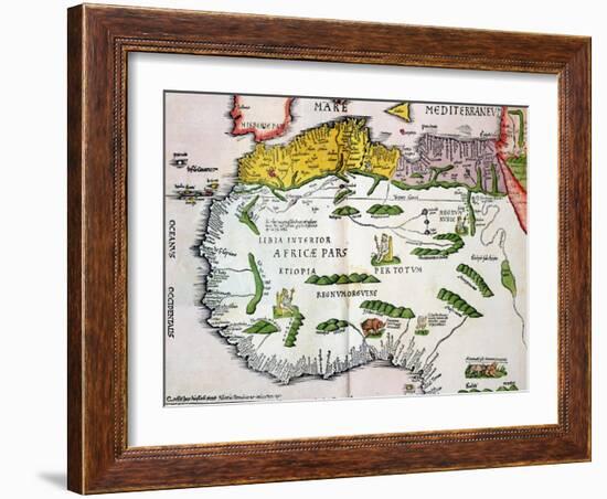 Map of North Africa and West Africa, Published in Strasbourg in 1522-Ptolemy-Framed Giclee Print