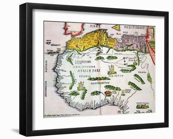 Map of North Africa and West Africa, Published in Strasbourg in 1522-Ptolemy-Framed Giclee Print