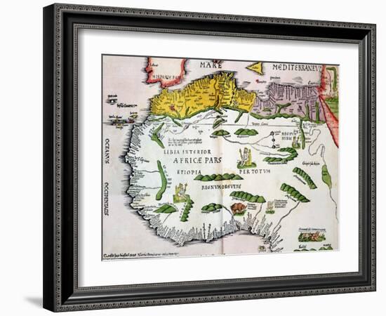 Map of North Africa and West Africa, Published in Strasbourg in 1522-Ptolemy-Framed Giclee Print