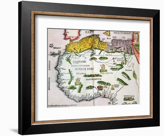 Map of North Africa and West Africa, Published in Strasbourg in 1522-Ptolemy-Framed Giclee Print