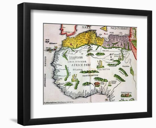 Map of North Africa and West Africa, Published in Strasbourg in 1522-Ptolemy-Framed Giclee Print