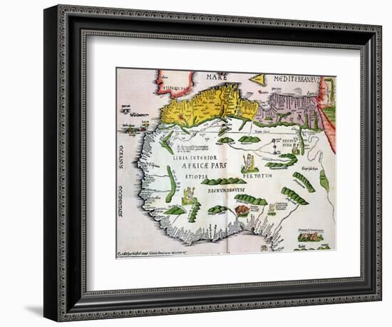 Map of North Africa and West Africa, Published in Strasbourg in 1522-Ptolemy-Framed Giclee Print