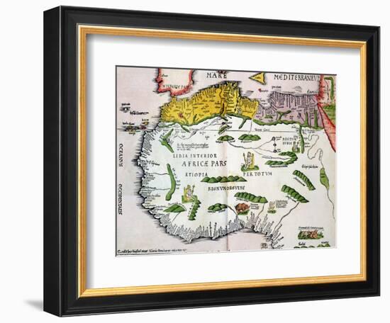 Map of North Africa and West Africa, Published in Strasbourg in 1522-Ptolemy-Framed Giclee Print