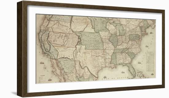 Map of North America, 1853 - Detail-Jacob Monk-Framed Giclee Print