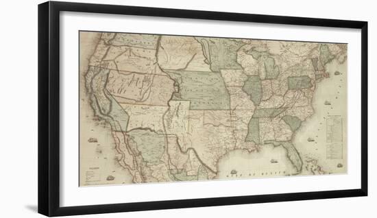 Map of North America, 1853 - Detail-Jacob Monk-Framed Giclee Print