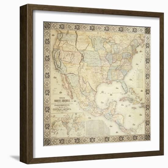 Map Of North America, 1853-Jacob Monk-Framed Giclee Print