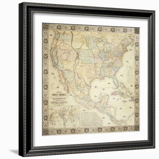 Map Of North America, 1853-Jacob Monk-Framed Giclee Print